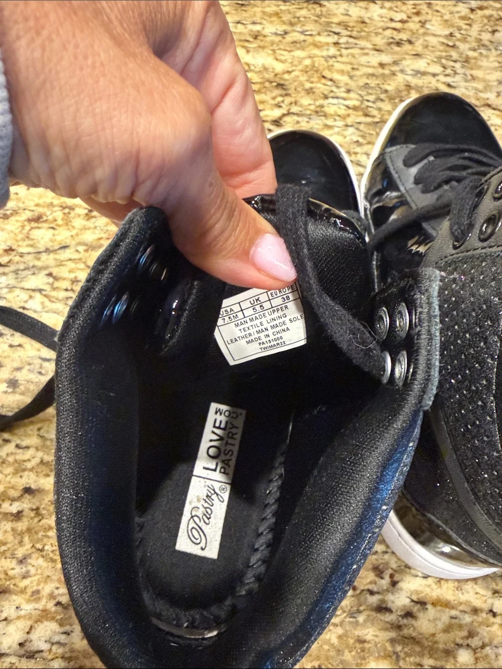 Black Patent High-Top Sneakers